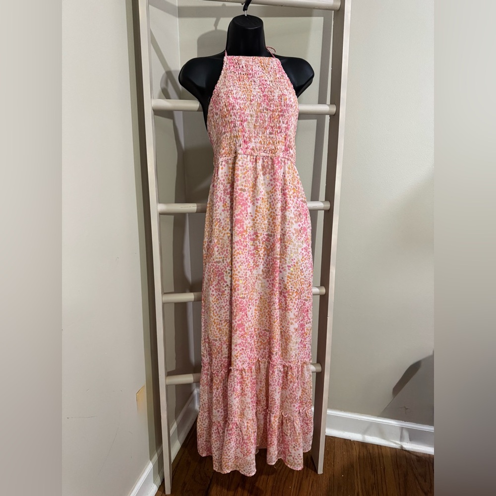 Patterned Pink Maxi Dress